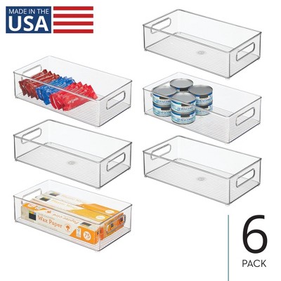 iDesign Plastic Stackable Fridge Bin with Handles, Set of 6, Clear, Made in USA