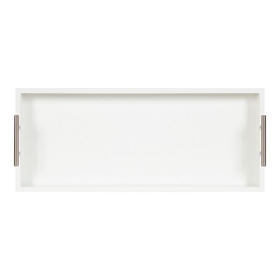 Lipton Sleek White and Silver Wood Decorative Tray, 10x24