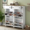 Okak Shoe Cabinet, Shoe Organizer with 4 Panel Flip Drawers and 2 Simple Drawers, Freestanding Shoe Rack for Entryway, Living Room, Hallway, White - 2 of 4