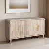 59'' Farmhouse Curved Vintage Storage Sideboard with Large Wooden Handles, Vertical Wood Grain Carving and Adjustable Shelves - Leovsnove - 2 of 4