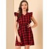 Allegra K Women's Casual Ruffled Sleeve A-Line Vintage Gingham Check Dress - 4 of 4