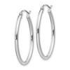 Black Bow Jewelry 2mm x 30mm Polished 14k White Gold Classic Oval Tube Hoop Earrings - 2 of 4
