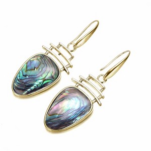 Guili Sterling Silver 14K Gold Plated Abalone Pear Drop Hook Earrings, Combining Elegance with a Modern Twist for a Sophisticated Look - 1 of 3