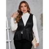 MISSKY Women's Plus Size Studded Fringe Trim Open Front Sleeveless Faux Suede Vest Jacket - image 3 of 4