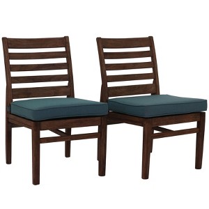 Courtyard Casual Avalon FSC Teak Armless dinning chair  Teak in Heather Gray finish Sunbrella Fabric  Price is for a set of 2 - 1 of 4