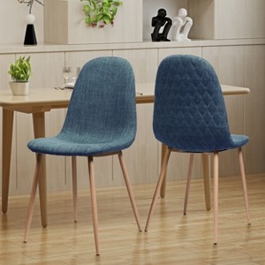 Dining Chairs Set of 2, Dining Chairs with Metal Legs, Upholstered Dining Chair for Kitchen Living Room Dining Room, Blue-Christopher Knight Home - 1 of 4