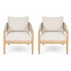 Set of 2 Acacia Wood Club Chair,Outdoor Rope Weave Back Club Chair with Cushion,Garden Club Chair with Rust Resistant Frame for Patio-Koiai - 2 of 4
