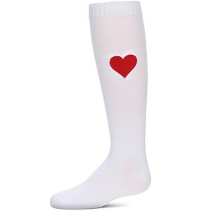 Memoi Girls' Fuzzy Heart Knee High Socks - 1 of 3