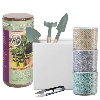 Indoor Ceramic Plant Starter Kit – Livorno Mosaic & Latina Pot Set, 6pc, just add a Plant and Water!