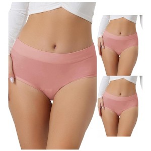Allegra K Women's Breathable Cotton Comfortable Stretch 3 Layers High Waist Briefs 3 Packs - 1 of 4