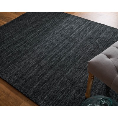 Handmade Black Wool Rectangular Area Rug, 2' x 3'