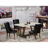 HomeStock 5-Piece Distressed Jacobean Finish Solid Wood Top Dining Table with 4-Chairs - 2 of 4