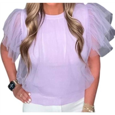 Women's Short Sleeve Tulle Top - Strut & Bolt