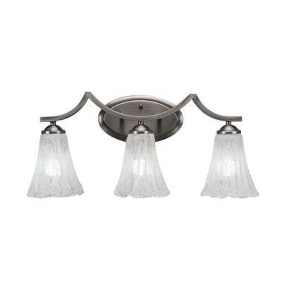 Toltec Lighting Zilo 3 - Light Vanity in  Graphite with 5.5" Fluted Italian Ice Shade