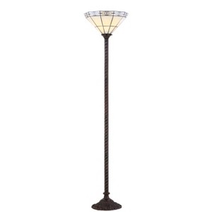 68.57" Moore Tiffany Style Torchiere Floor Lamp: Art Nouveau, Silk-Wrapped Cord Includes LED Bulb - JONATHAN Y - 1 of 4