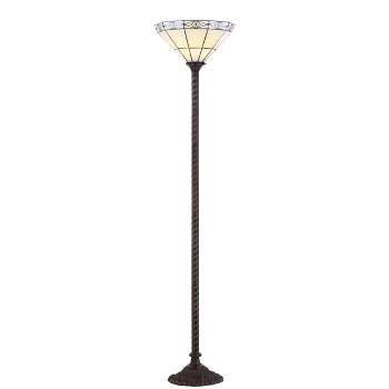 68.57" Moore Tiffany Style Torchiere Floor Lamp (Includes LED Light Bulb) Bronze - JONATHAN Y