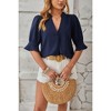 Womens Tops, Summer Casual Short Sleeve V Neck Solid Flowy Top Loose Tunic Blouses Shirts - 3 of 4