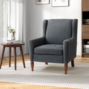 Arwid Armchair with Squared Arms and Solid Wood Legs for Living Room and Bed Room  | ARTFUL LIVING DESIGN - 1 of 4