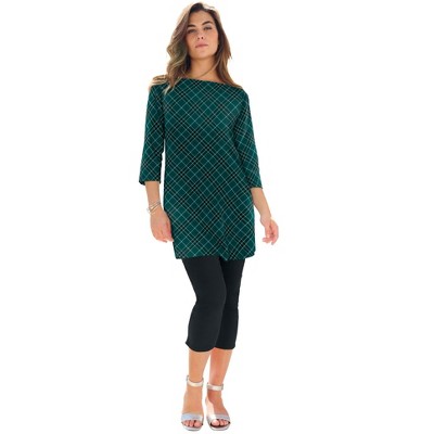 Roaman's Plus Size Cotton Ultimate Boatneck Tunic With Side Slits