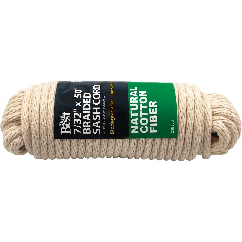 Do it Best  7/32 In. x 50 Ft. White Solid Braided Cotton Sash Cord 218883, 1 of 3