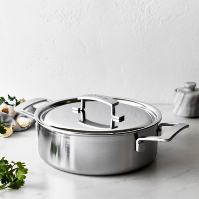 4-Quart Silver Stainless Steel Deep Saute Pan with Lid