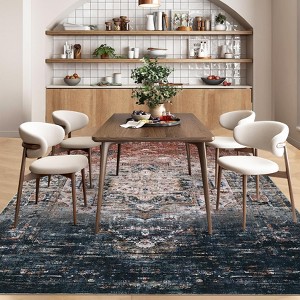 Area Rug, Washable Ombre Print Vintage Distressed Ultra-Thin Bedroom Living Room Accent Rug, Low Pile Non-Slip Area Rug for Dining Room Home - 1 of 4