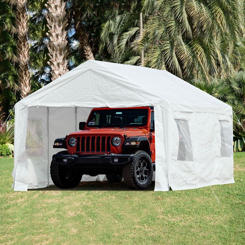 Aoodor  Vehicle Carport Canopy Portable Garage Party Canopy Tent Boat Shelter, Heavy Duty Metal Frame, 2 of 9