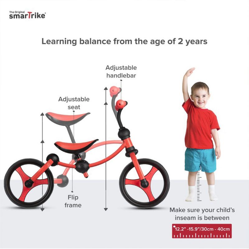 smarTrike Lightweight Adjustable Kids Running Bike 2 in 1 Balance Bike, 3 of 7