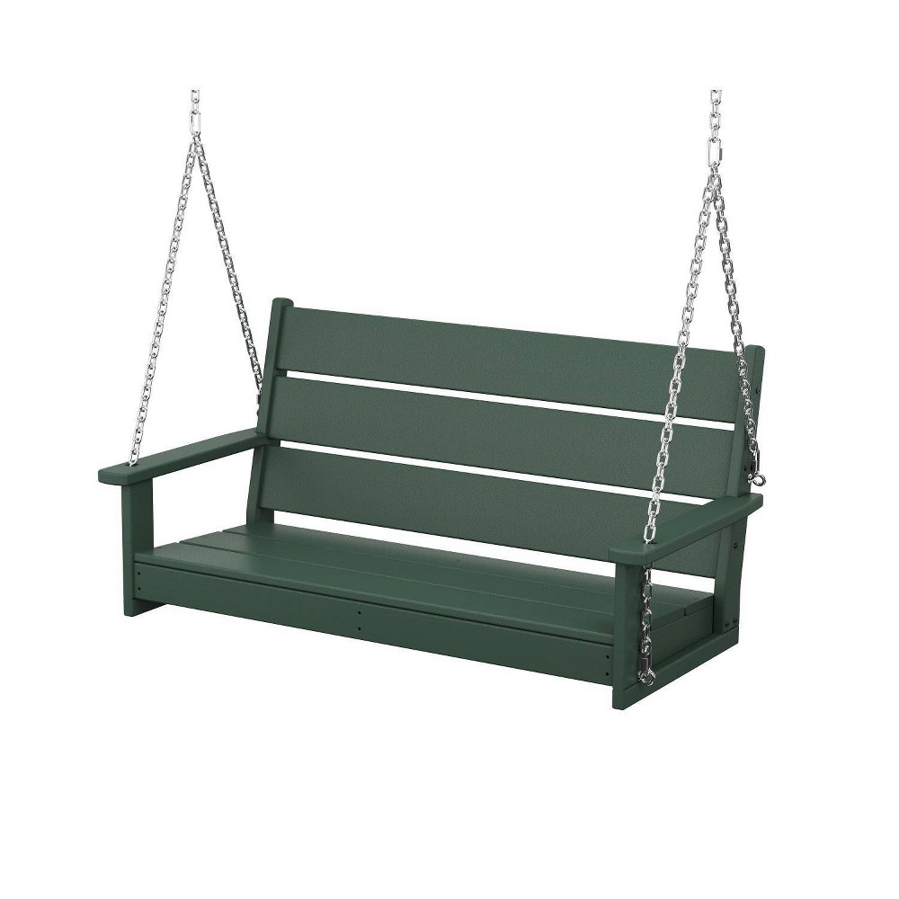 POLYWOOD Lakeside Outdoor Patio Garden Swing Bench Green: Durable, All-Weather, UV-Resistant