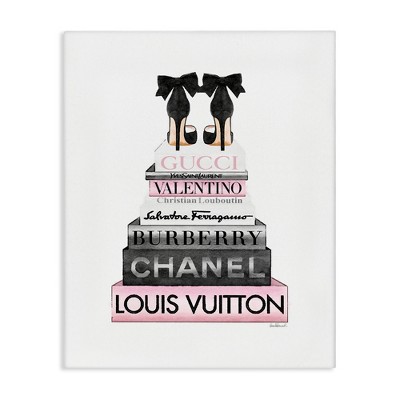 Stupell Industries Black Heels Pink Bookstack, 30" x 40"