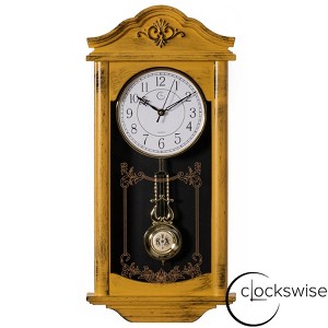 Clockswise Vintage Grandfather Wood-Looking Plastic Pendulum Decorative Battery-Operated Wall Clock - 1 of 4