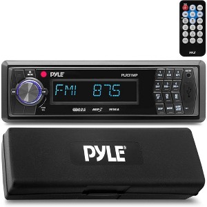 Pyle Single DIN Vehicle Receiver Headunit - AM/FM-MPX In-Dash Detachable Face Radio with SD/MMC/USB Player - PLR31MP - 1 of 4