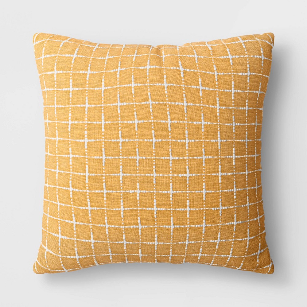 Oversized Cross Hatch Woven Square Throw Pillow Gold - Threshold