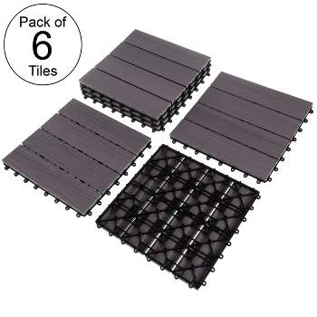 Pure Garden Patio Floor Tiles - Set of 6 Wood/Plastic Composite Interlocking Deck Tiles for Outdoor Flooring – Covers 5.8-Square-Feet