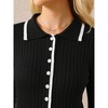 INSPIRE CHIC Women's Midi Knitted Ribbed Ruffled A-Line Sweater Polo Dresses - 4 of 4