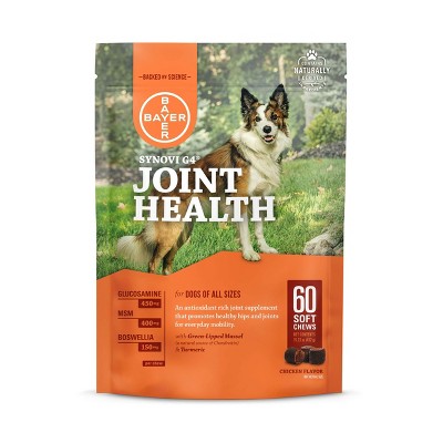 Bayer - Synovi G4 Soft Chews Glucosamine Joint Supplement for Dogs, 60 ct
