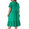 Agnes Orinda Women's Plus Size Tie Back Petal Sleeve Mock Neck Ruffle Swing Midi A-Line Dresses - 4 of 4