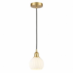 White Venetian - 1 Light Cord Hung Mini Pendant In Modern Style-8 Inches Tall and 6 Inches Wide - 1 of 1