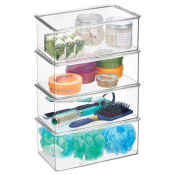 mDesign Plastic Storage Bin Box Container, Lid, 8.3 x 11.5 x 6.1, Clear/ Clear