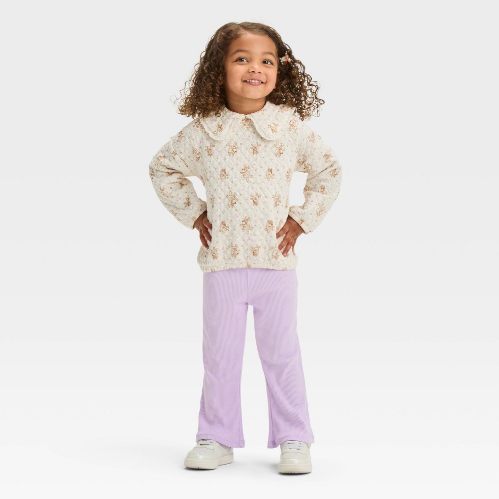 Toddler Girls' Bluey 2pc Quilted Fleece Pullover and Pants Set - Lavender 5T