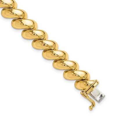 Black Bow Jewelry 14k Yellow Gold 10mm Polished Hollow San Marco Chain Bracelet