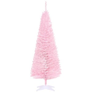 NAYSAYE 5ft Artificial Pencil Christmas Tree with Realistic Branch Tips and Stable Base for Holiday Decoration, Pink, 19.8"*19.8"*59" - 1 of 4