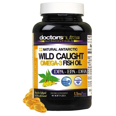 Doctors Nutra Nutraceuticals Wild Caught Antarctic Fish Oil Omega 3 DPA DHA EPA 2,900 mg Triple Strength Ultra Pure Concentrated, 90 Softgels