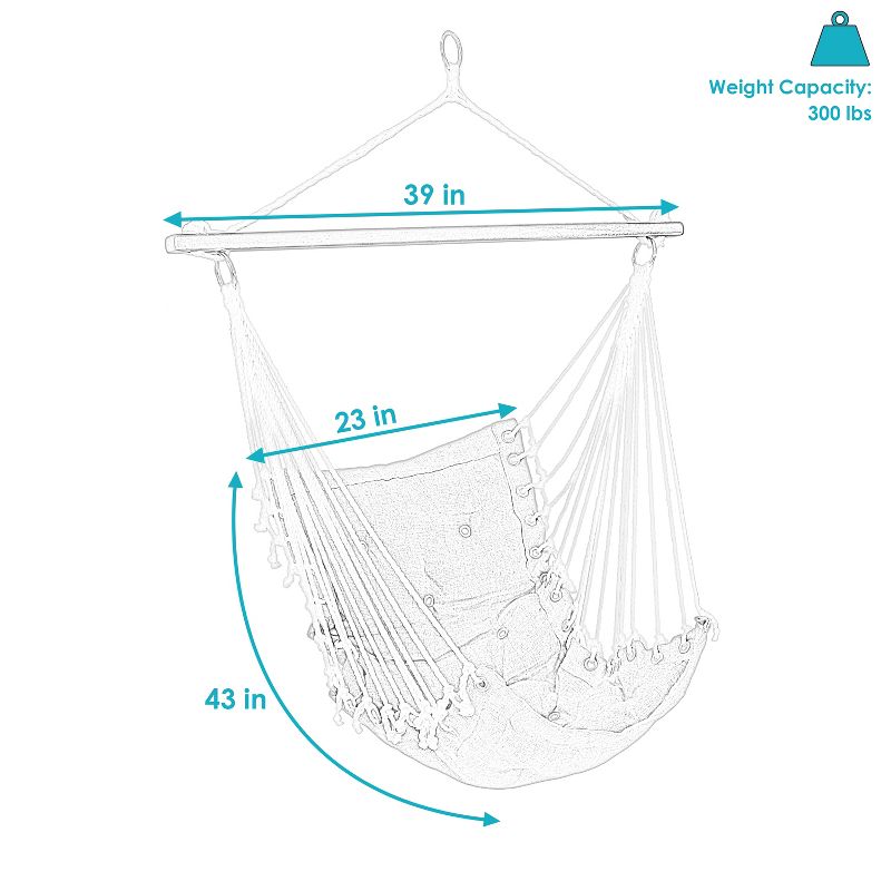 Sunnydaze Large Tufted Victorian Hammock Chair Swing for Backyard and Patio - 300 lb Weight Capacity, 3 of 8