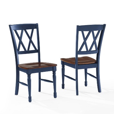 Crosley Shelby 2pc Dining Chair Set Navy: Rubberwood Frame, Armless Design, Traditional Farmhouse Style