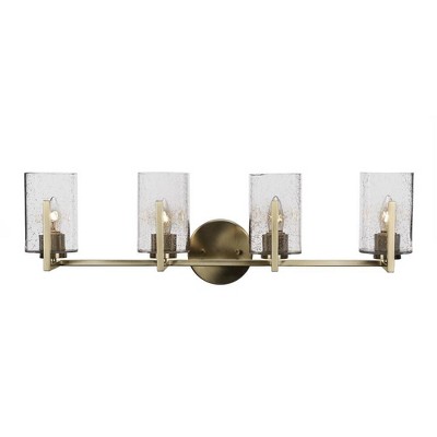 Toltec Lighting Atlas 4 - Light Vanity in  New Aged Brass with 4" Clear Bubble Shade