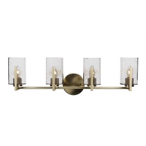 Toltec Lighting Atlas 4 - Light Vanity in  New Aged Brass with 4" Clear Bubble Shade - 1 of 1