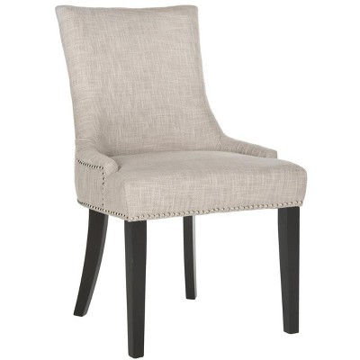 Gray Linen Upholstered Parsons Dining Chairs, Set of 2