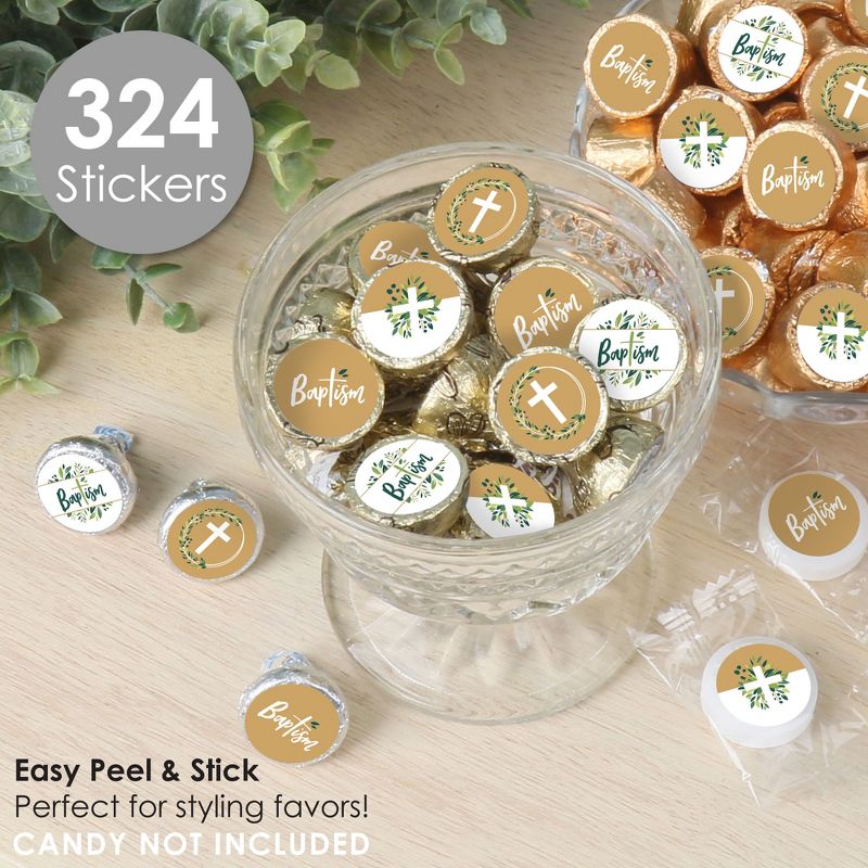 Big Dot of Happiness Baptism Elegant Cross - Religious Party Small Round Candy Stickers - Party Favor Labels - 324 Count, 2 of 8