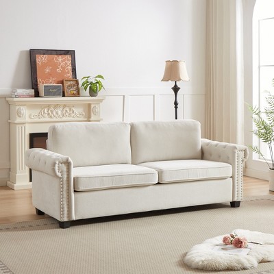 83.8'' Polyester Convertible Pullout Sofa Bed with Folding Mattress, 2-in-1 Function and High-Density Foam